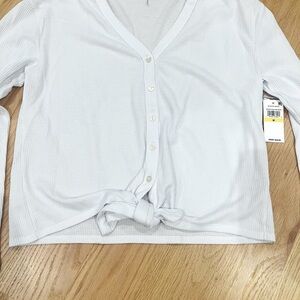NWT long sleeve white shirt with tie detail M